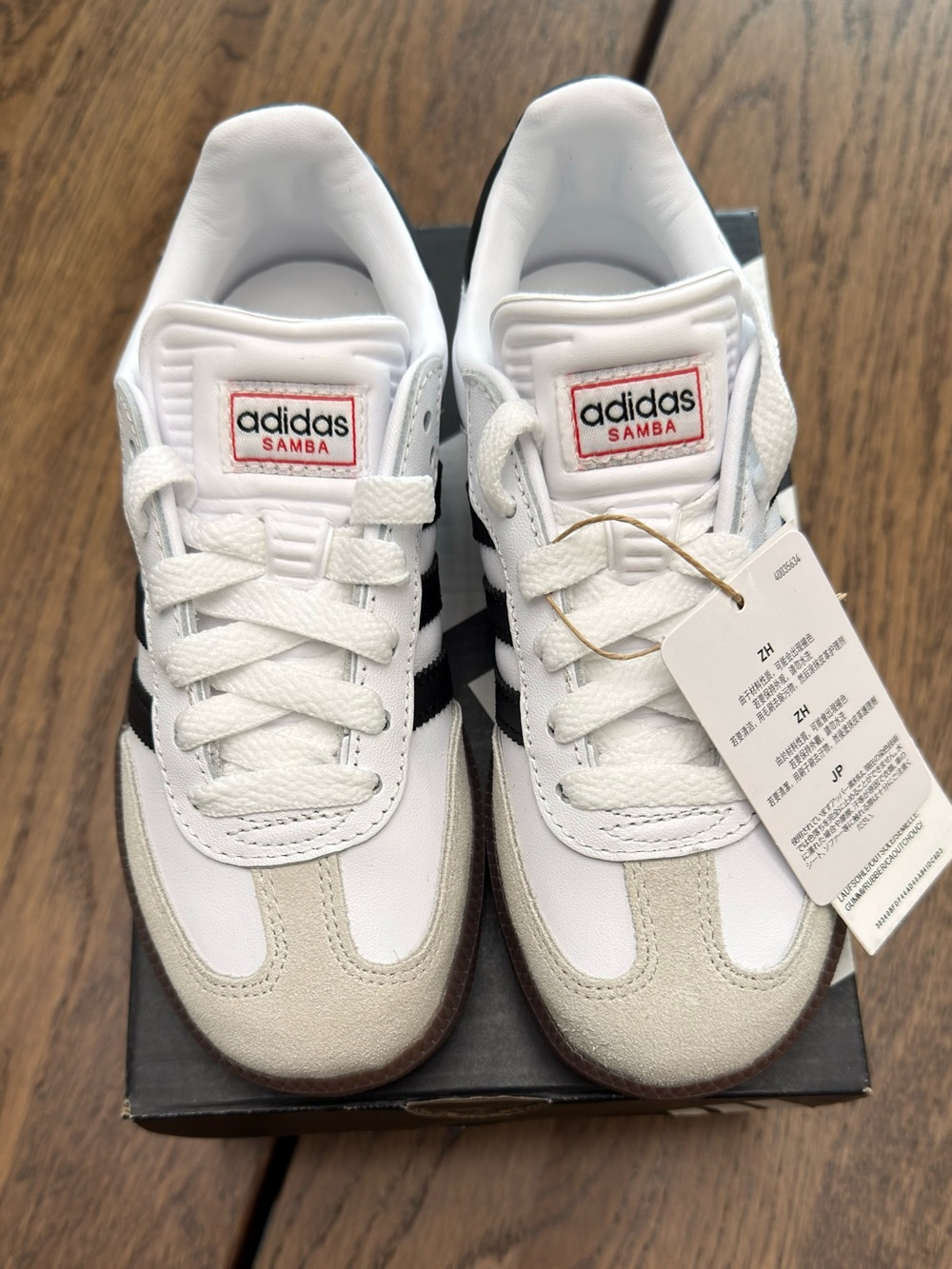 NWT Adidas Samba J IF1944 White/Black Gum Sole Sneakers Size 13K
